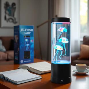 热卖水母灯LED变色七彩熔岩灯创意装饰水族馆夜灯氛围桌面灯