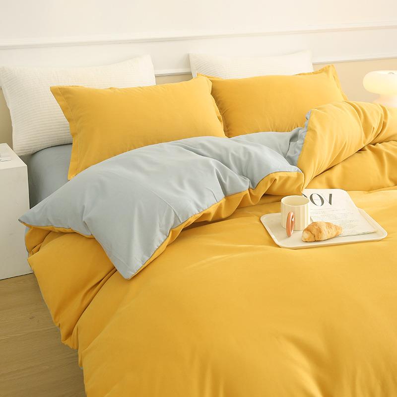 纯色床单四件套单人床学生宿舍三件套秋冬磨毛被套床上用品棉