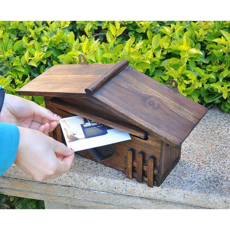 户外防水信箱院子防雨独栋实木家用田园欧式捐款箱收纳别墅信箱
