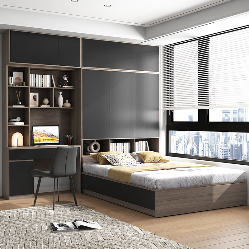 灰橡色配套立柜 简约家用小户型卧室平开门衣柜