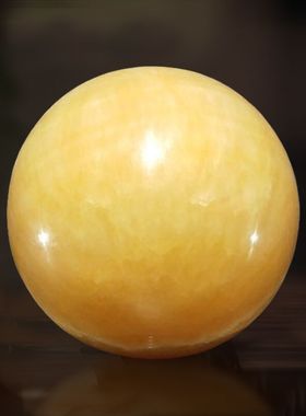 天然黄色水晶球摆件原矿石黄玉球家用客厅解决厨房西北角火烧天门