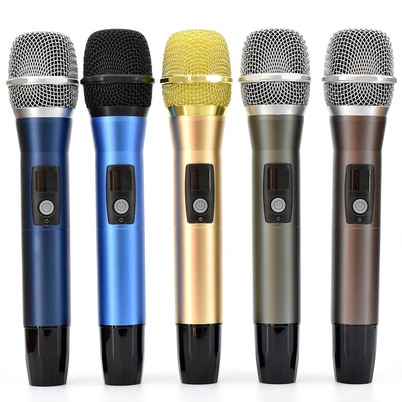 充电式无线话筒家用唱歌K歌TV麦克风一拖二户外通用U段调频全金属