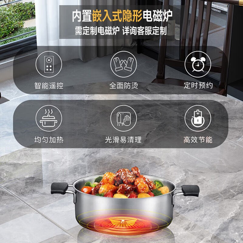 品族岩板餐桌椅组合伸缩折叠新中式简约小户型家用可变圆桌吃饭桌