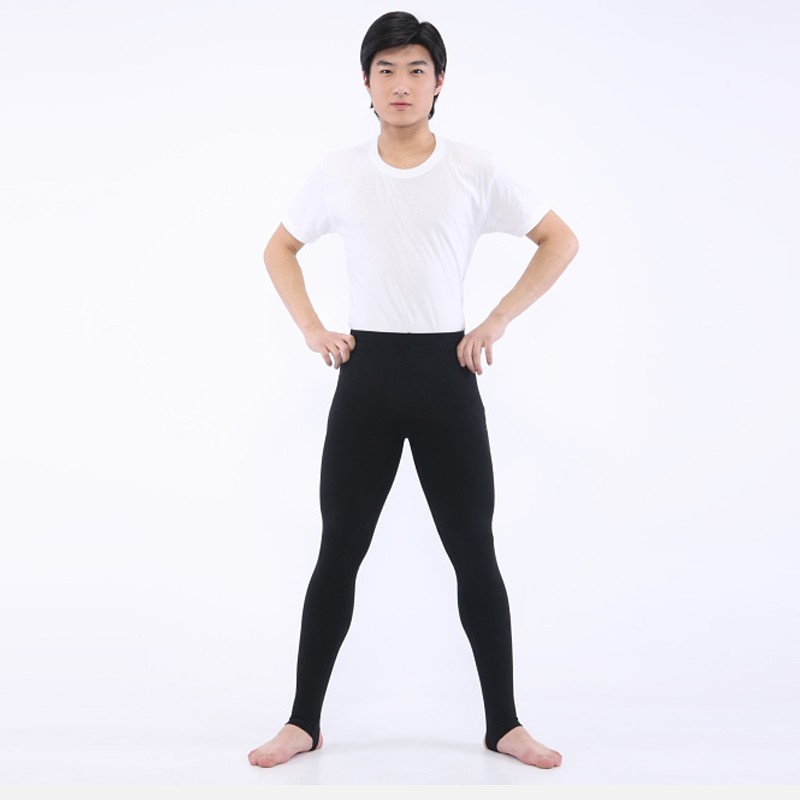 丹诗戈莱卡棉男士圆领短袖上衣舞蹈裤踩脚芭蕾裤高弹紧身连袜形体