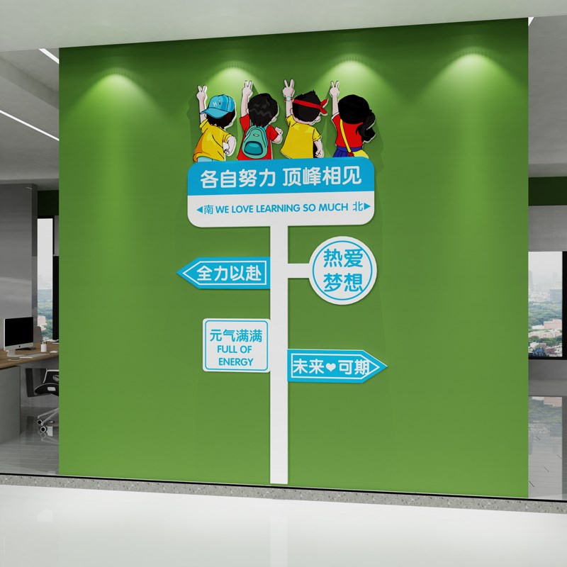 办公室装饰布置团队员工激励志标语公司企业文化墙会议室背景贴画