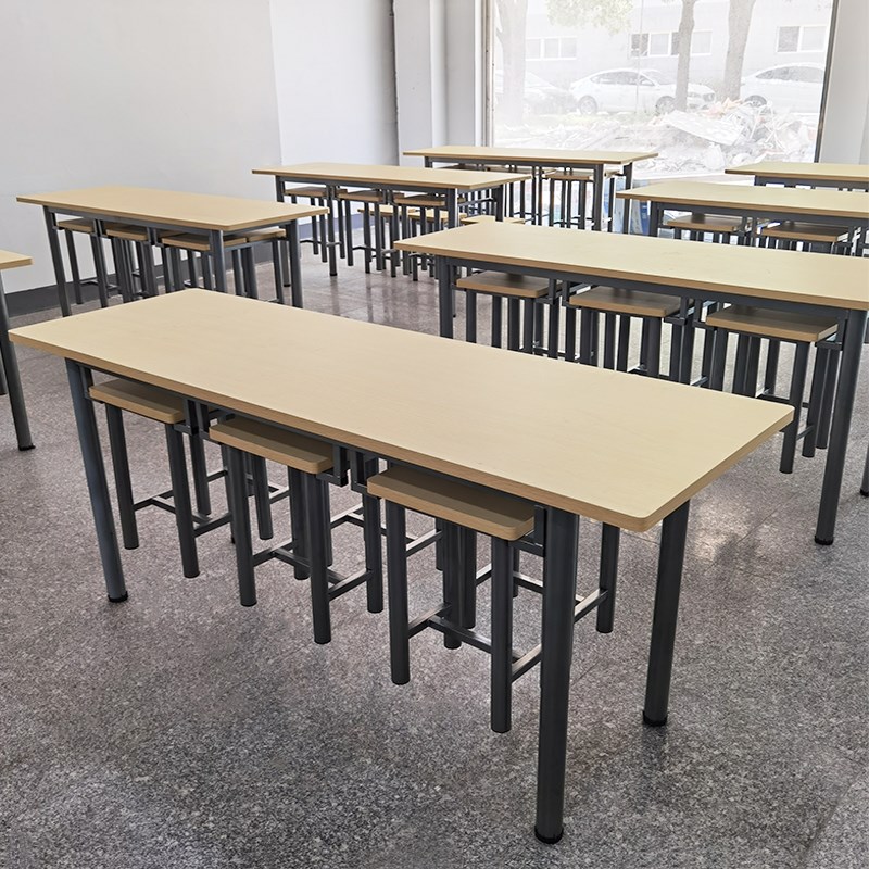 食堂餐桌椅大排档员工快餐饭店学校连体挂凳商用小吃店桌椅组合