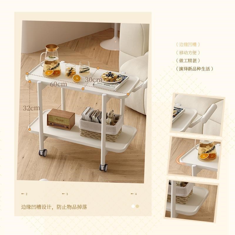 简约可移动茶水小推车实r木茶几沙发边几角几客厅餐边柜餐车置物