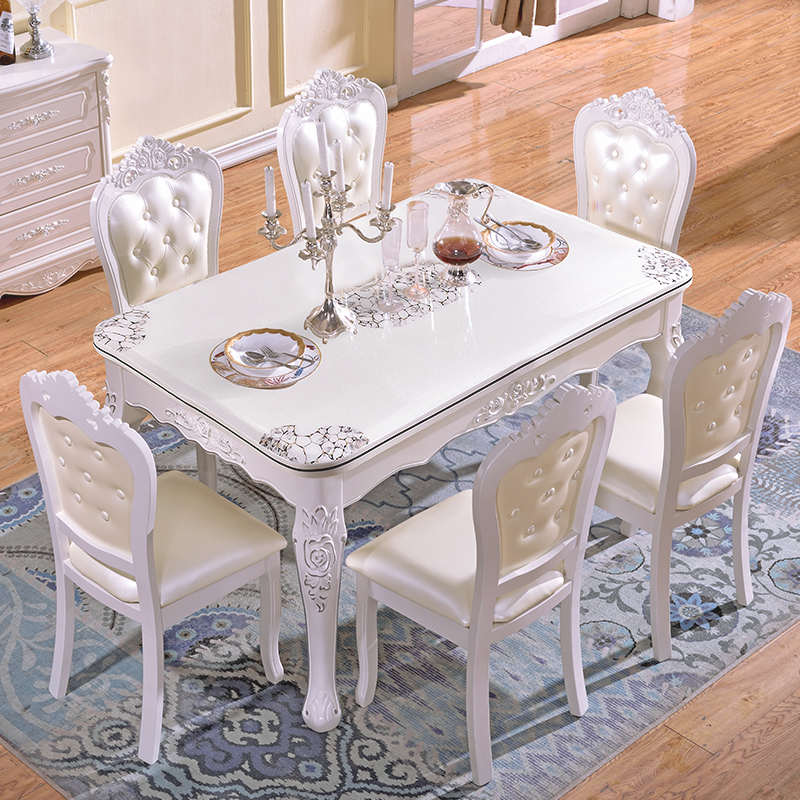 欧式餐桌椅组合实木长方形大理石简约现代4人6人小户型家用饭桌子
