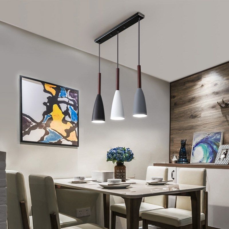 北欧风格饭厅灯简约三头家用餐厅灯卧室床头灯吧台单头小吊灯