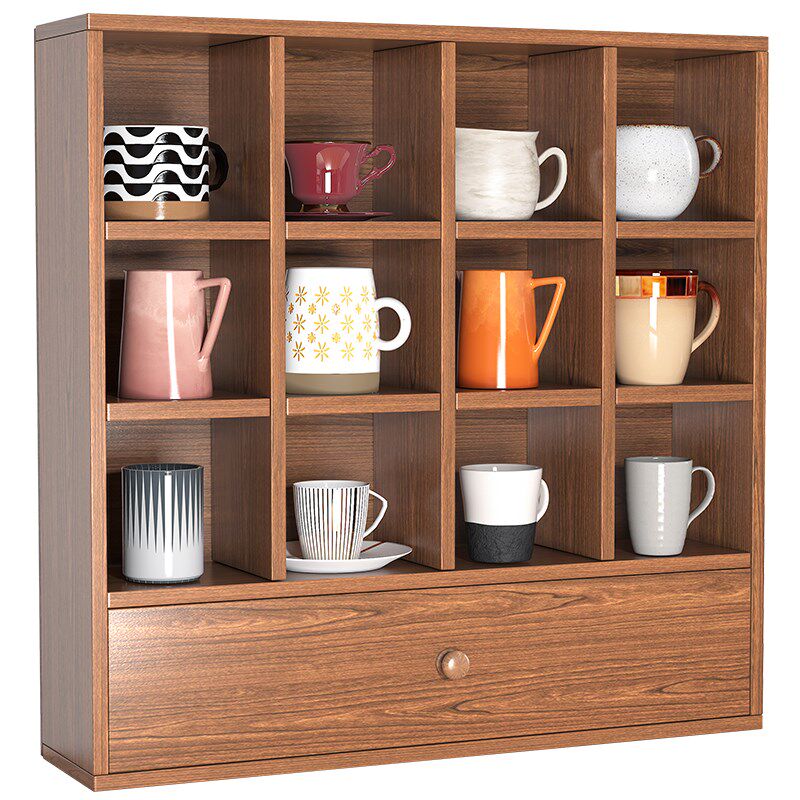 家用咖啡杯水杯木质储物柜杯架桌面格架置物架台面茶具杯子展示架