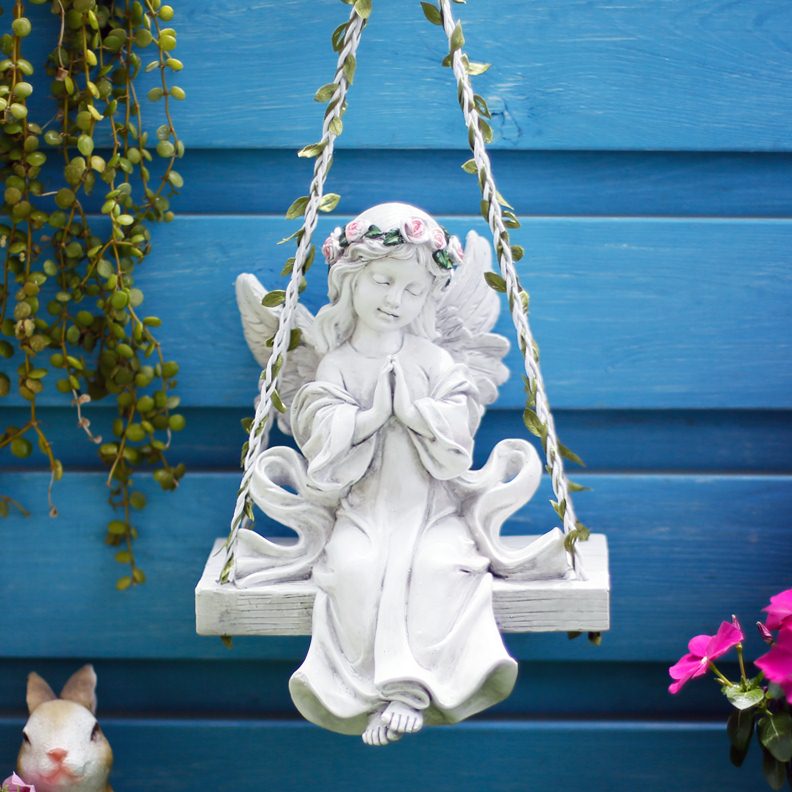 露台阳台摆件挂件庭院件壁饰布置女孩吊墙面花园装饰欧式天使创意