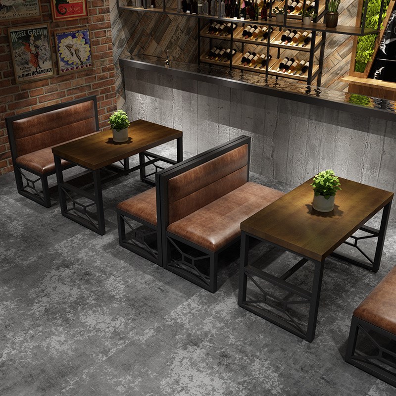 工业风卡座复古酒吧咖啡店清吧餐厅休闲桌椅组合火锅烧烤铁艺沙发