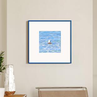 蓝色大海餐厅饭厅高级感玄关过道走廊卧室床头画客厅装饰画小挂画