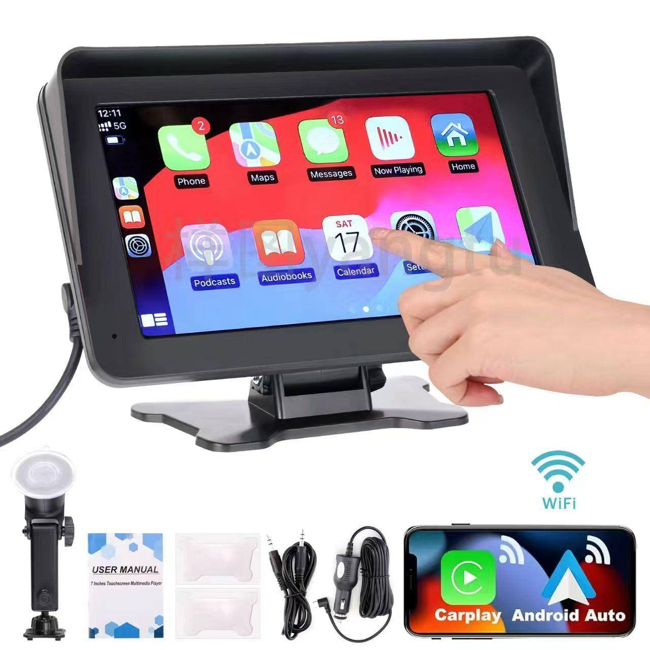 热销7寸便携式触摸Carplay/androidauto无线互联投屏PND导航