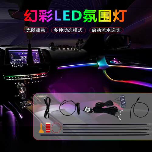 隐藏式亚克力LED灯带幻彩氛围灯免破线led灯汽车专用氛围灯