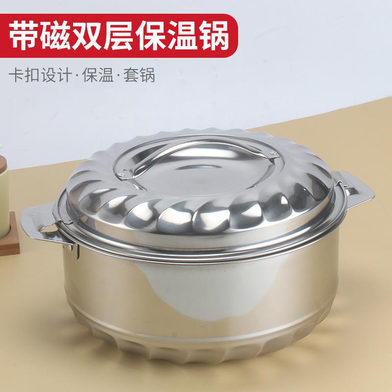 外贸不锈钢保温锅非洲锅具12PCS保鲜保冷套装锅卡扣设计带磁锅