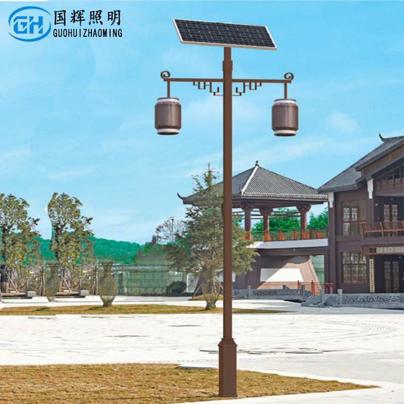 太阳能庭院灯户外欧式防水led路灯双臂3米4米景观太阳能高杆灯新
