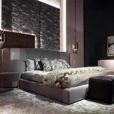 意大利RobertoCavalli轻奢真皮现代别墅主卧1.8米女王双人宽屏床