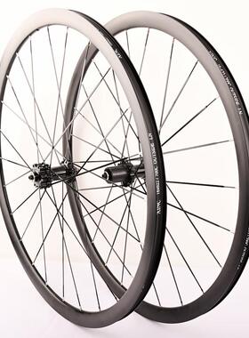 无标30MM公路自行车碟刹六丁/中锁快拆桶轴破风扁条700C培林轮组