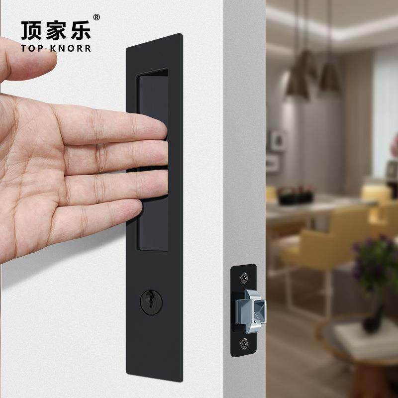 移门钩锁推拉门锁双钩移门锁卫生间木门移门锁黑色吊趟门锁双钩锁