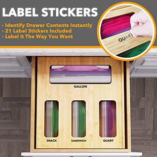 竹制保鲜膜收纳盒空盒归置桌面分格包装袋整理盒厨房抽屉收纳盒