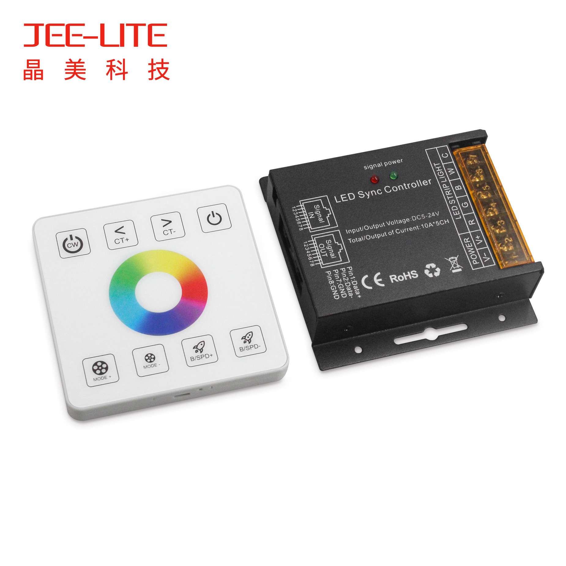 无线8键86全触摸面板RGBCW控制器 led五合一灯带控制器RJ网口同步