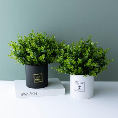假盆栽加利餐桌尤简约绿放家居装饰植摆设花艺多仿真摆件客厅小肉