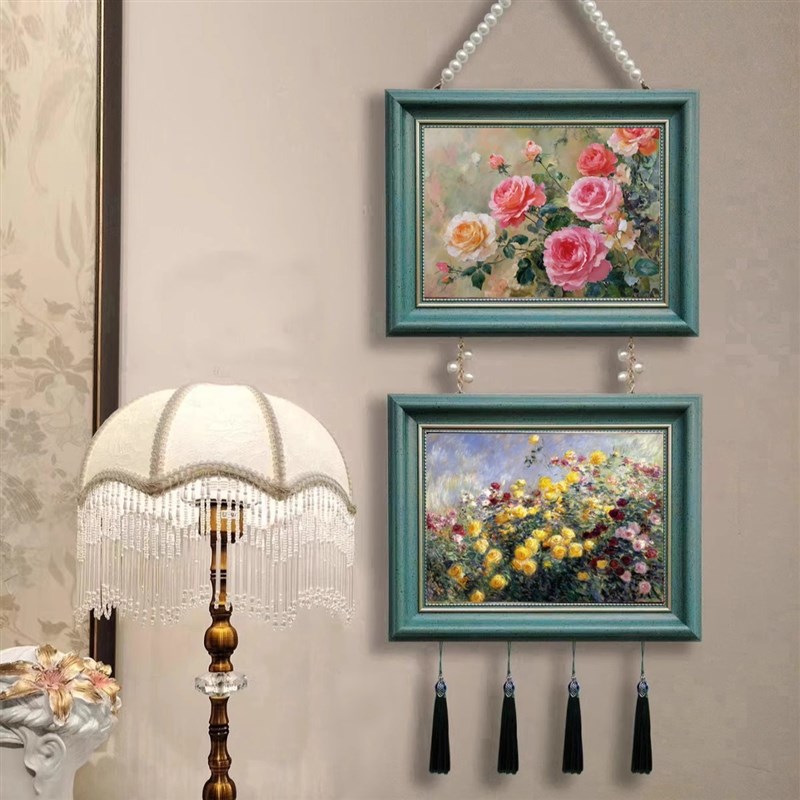 牡丹玫瑰花墙壁挂画客厅卧室沙发背景墙花卉装饰画欧式美式艺术画图片