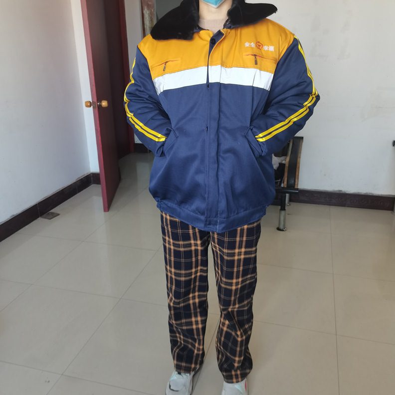 调 工作服 铁好领 棉服务工棉服毛棉服路加厚耐磨质带路量车铁