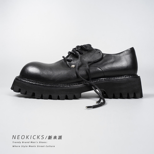 英伦风厚底德比鞋男2026新款黑色圆头增高休闲皮鞋通勤高级感男鞋