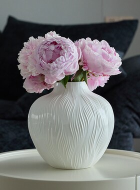 米立风物花瓶摆件客厅插花水培陶瓷花器白色简约现代餐桌装饰品