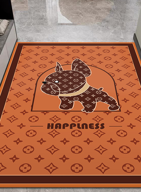 橙色入户门地垫轻奢简约现代门厅门口玄关进门脚垫裁剪定制可擦洗