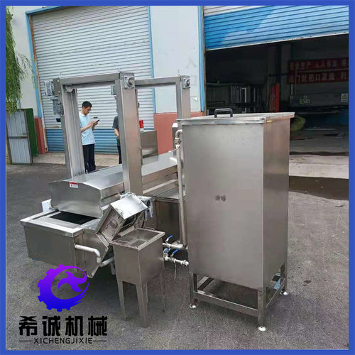 连续式蔬肉饼淋浆上淀粉油炸机 希诚速冻肉制品成型裹涂油炸设备