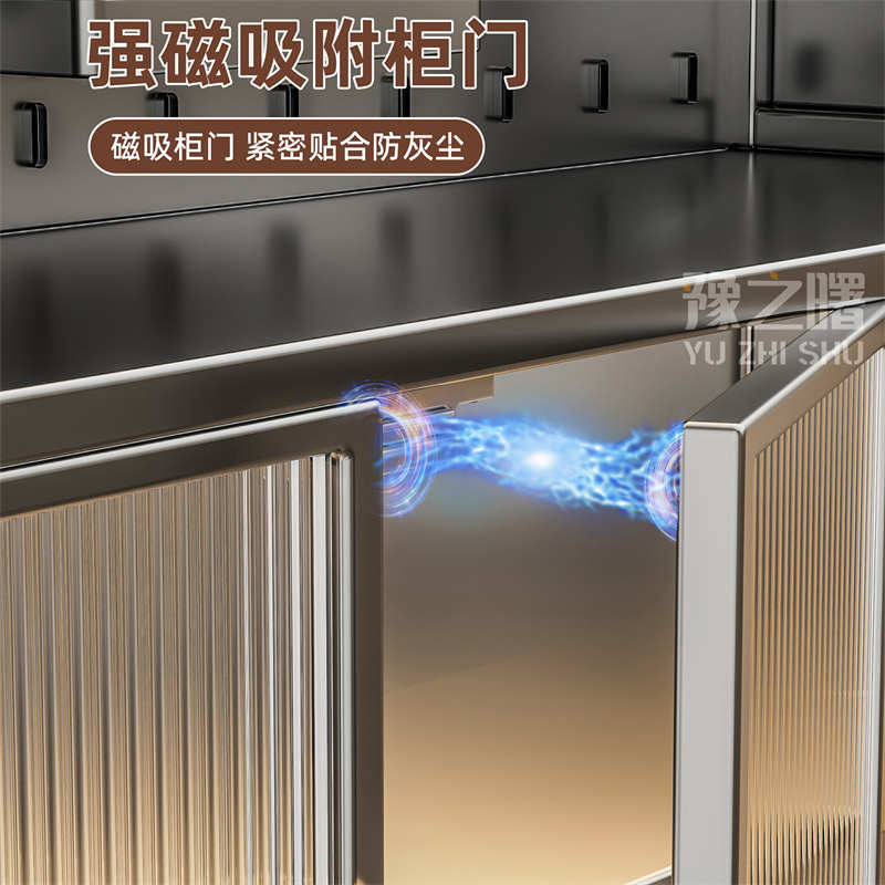 厨房餐边柜储物柜靠墙一体碳钢多功能落地多层收纳金属铁艺置物架