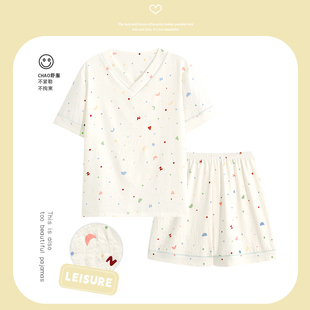 云朵棉睡衣女夏季新款短袖短裤女套装轻柔睡衣女可外穿家居服女