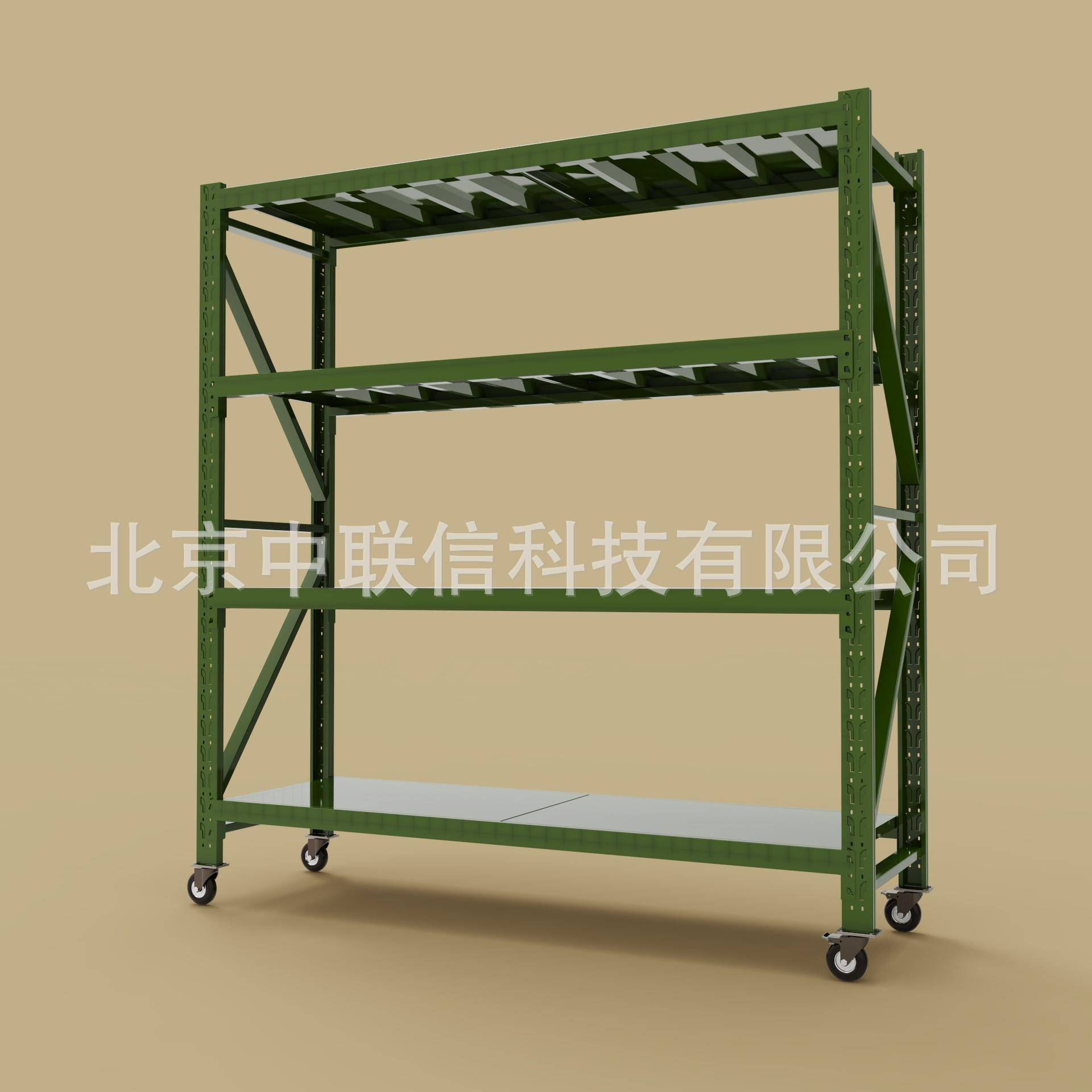 军绿色货架可移动器材架物资架训练器材架军绿色带轮可移动置物架
