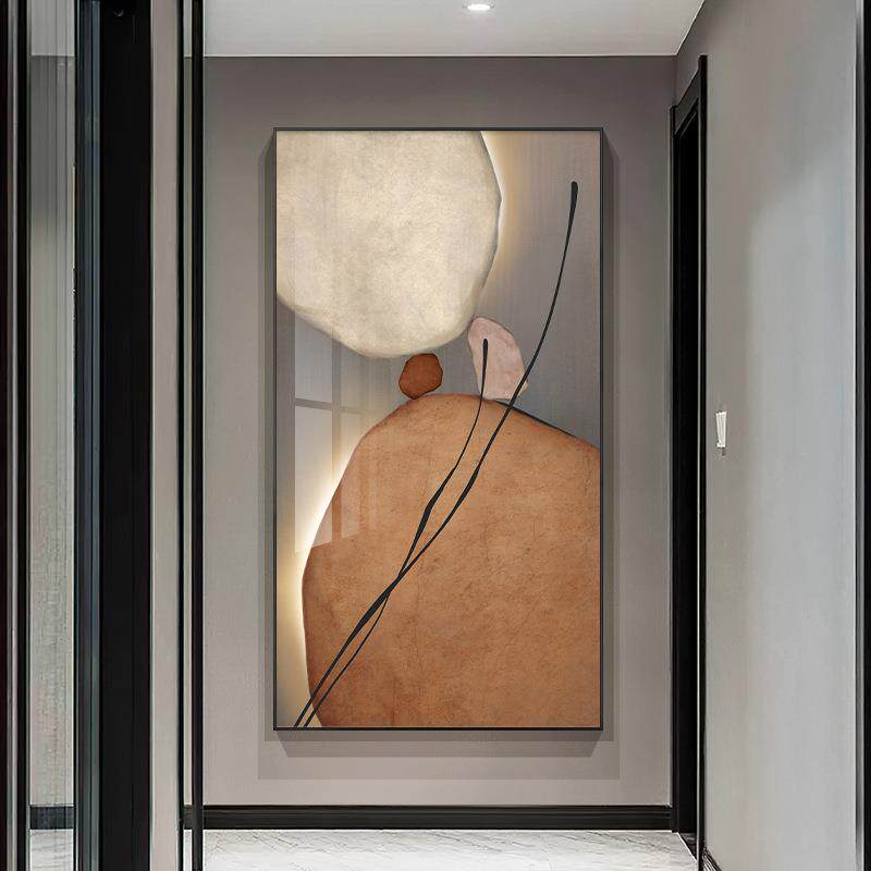 石来运转玄关装饰画现代轻奢入户门口玄幻挂画抽象招财寓意好壁画