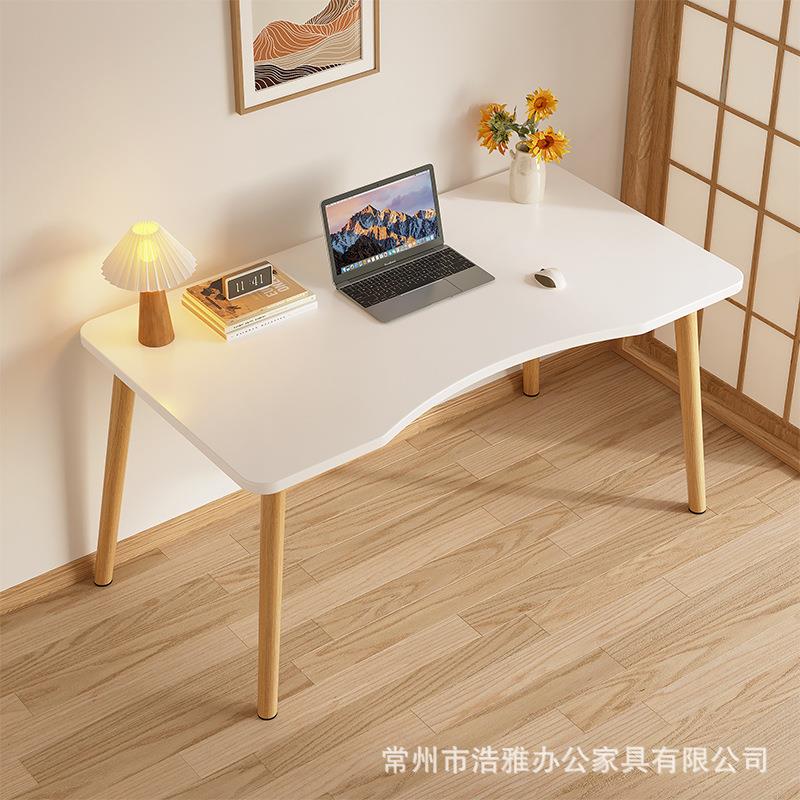 电脑桌卧室家用书桌台式学生学习写字桌子简易出租屋实木腿办公桌