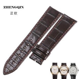 适用于伯爵真皮手表带黑带系列G0A37110/38110鳄鱼皮表带22弧口男