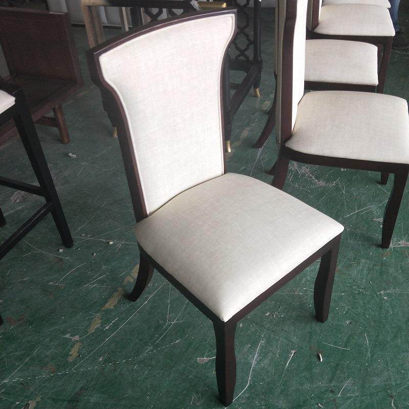 新中式实木白色餐椅橡木高端餐厅皮革餐椅酒店布艺椅子工厂直销