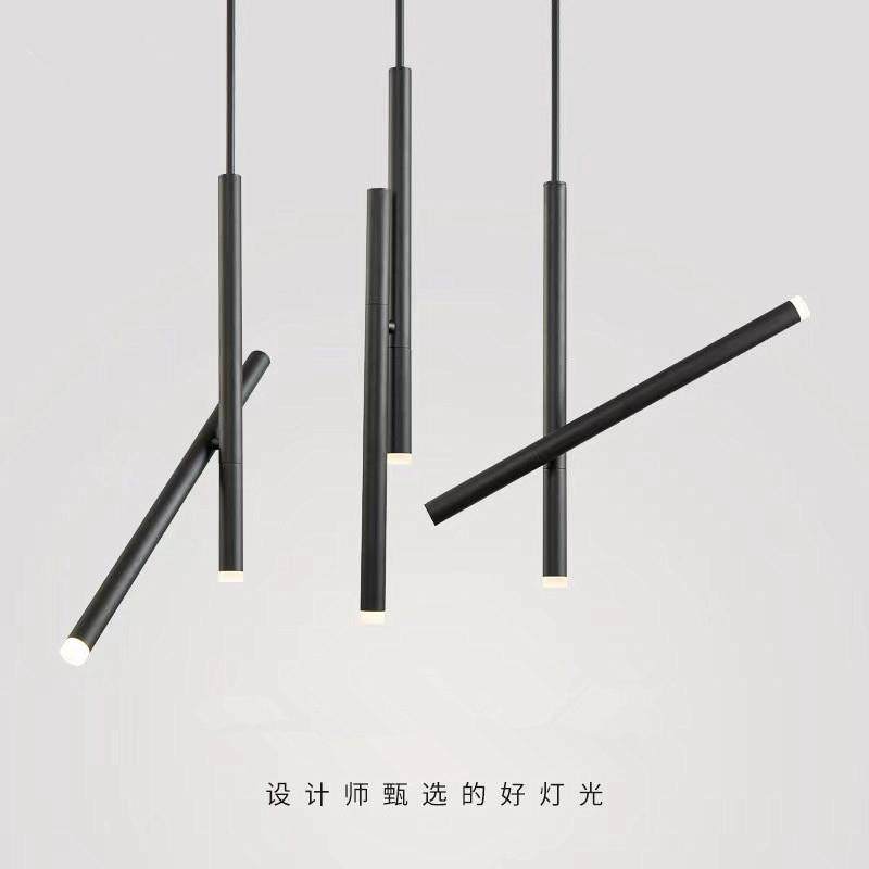 长筒吧台小吊灯极简现代个性设计师餐厅黑色圆柱形led吊灯