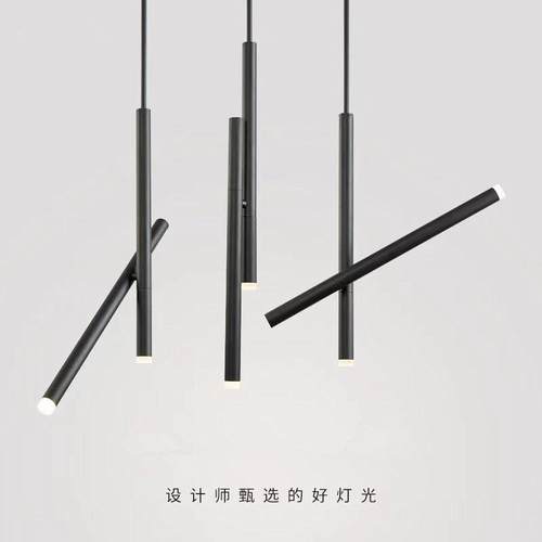 长筒吧台小吊灯极简现代个性设计师餐厅黑色圆柱形led吊灯