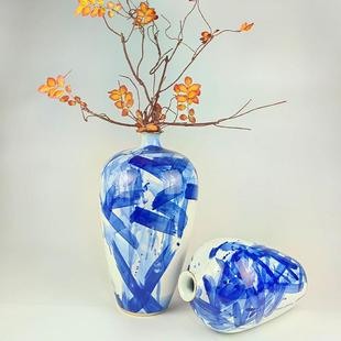 新中式金梅瓶陶瓷花器客厅玄关电视柜创意干花器家居软装