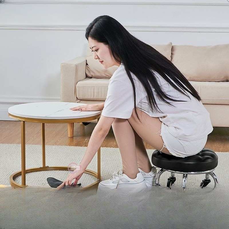 转椅轮子万向轮小凳子不锈钢小椅子矮款凳子商用圆凳儿童家用客厅