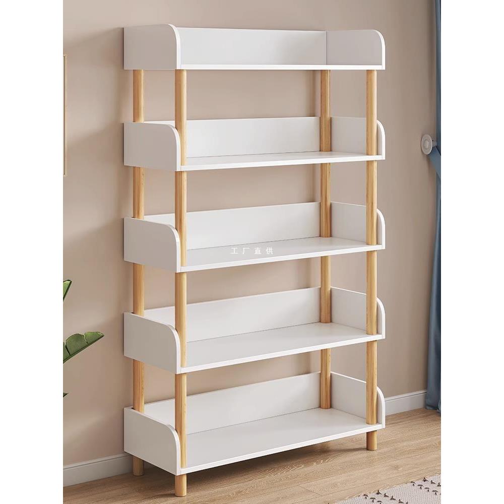 置物架简易书架落地客厅多层展示架子家用卧室一体整墙储物柜货架