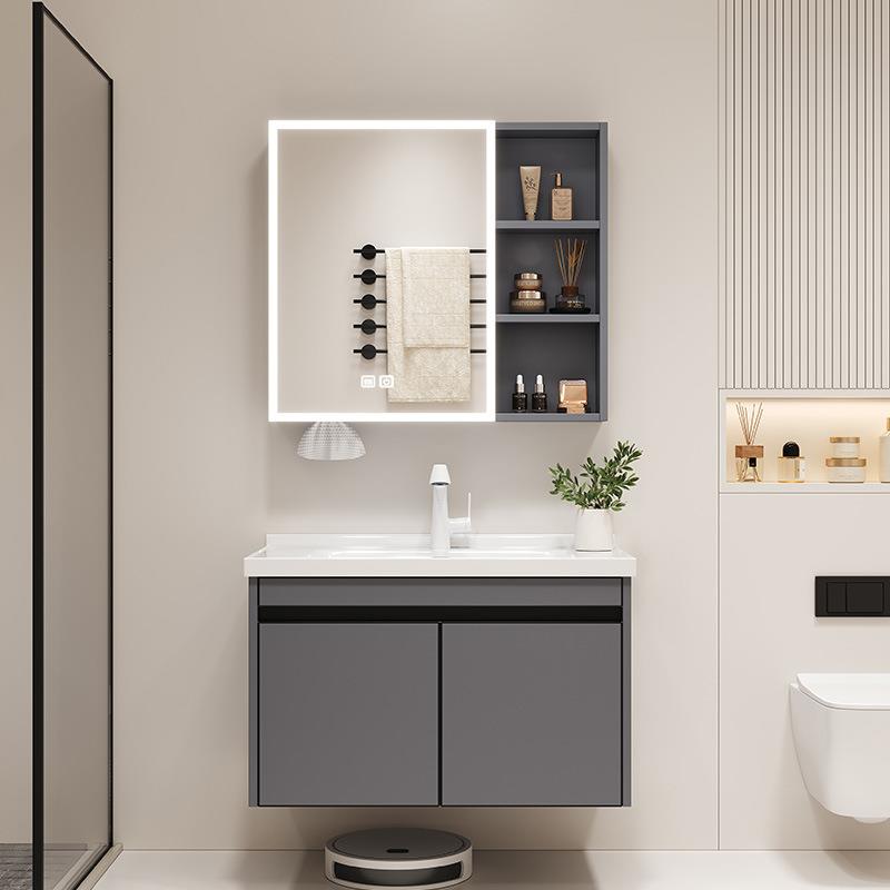 浴室柜不锈钢组合陶瓷一体盆开门设计洗漱台小户型洗手台盆卫生间