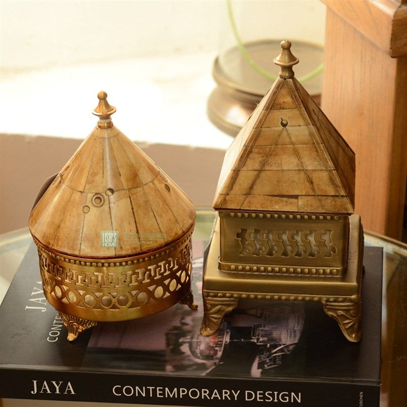 黄铜镶牛骨轻奢金色雕花装饰首饰盒异域风格桌面摆件陈设,家居饰品,储物罐,淘宝优惠券,粉丝福利购,淘宝优惠卷