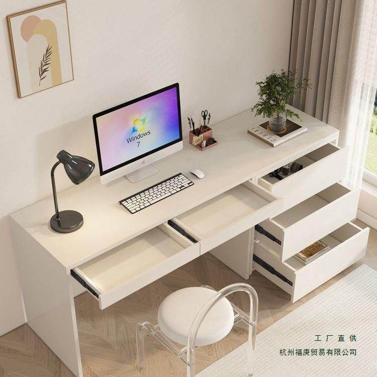 书桌书柜现代简约学生家用写字桌一体式收纳柜组合电脑桌学习桌子