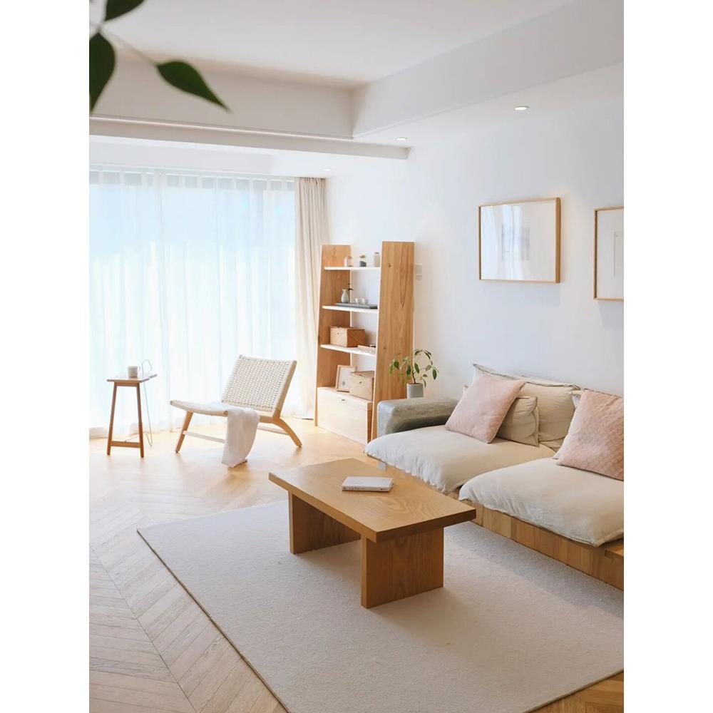 日式原木风客厅茶几家用小户型实木茶桌沙发边几卧室阳台飘窗桌子