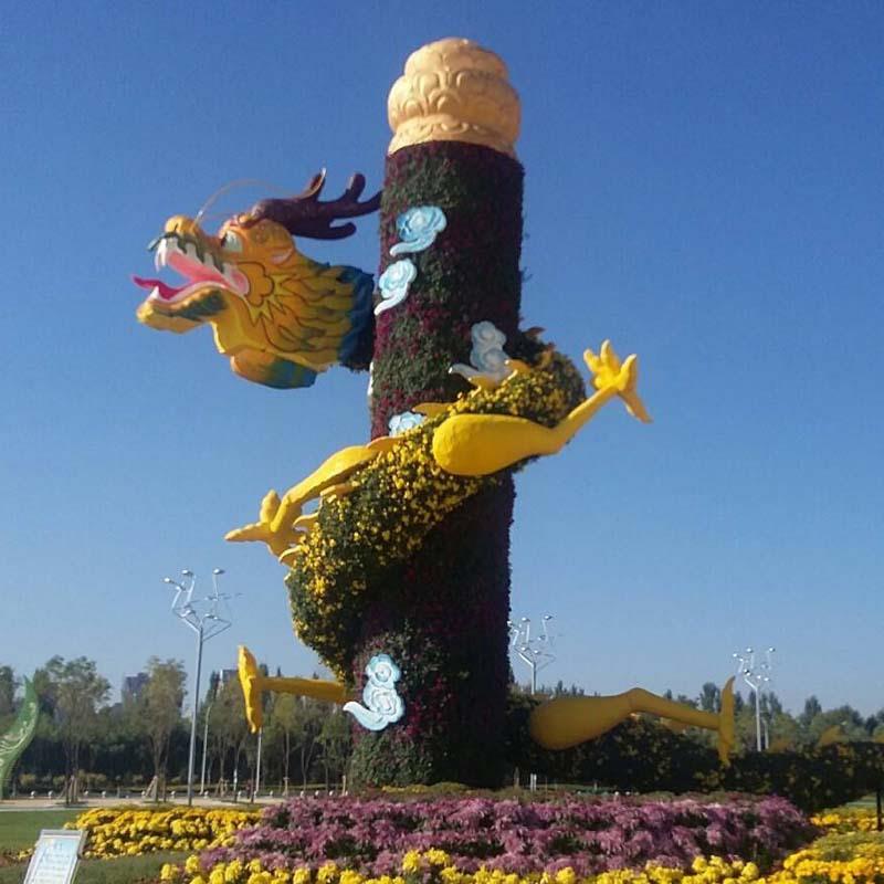 制作仿真植物绿雕植物立体造型雕塑龙柱花雕草雕绿雕